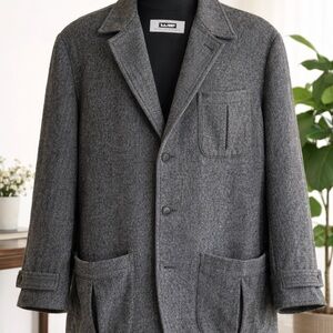 Wilke Rodriguez Gray Wool and Mohair Tweed Blazer Made in Italy Mens Large